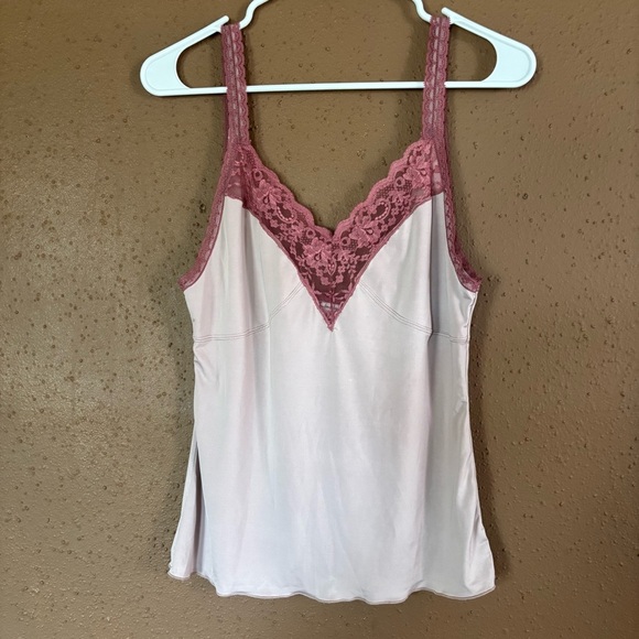 Intimately Free People Tops - Intimately Free People Lace Trim V-Neck Camisole Tank Top Mauve Pink Womens M